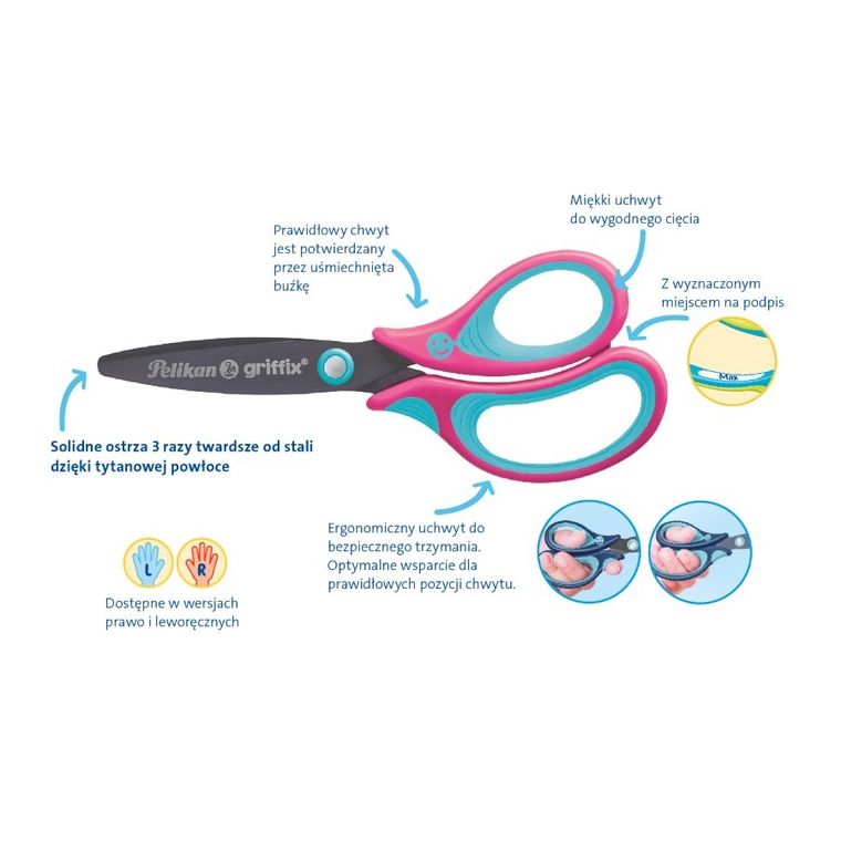Griffix, nożyczki ergonomiczne, niebieskie