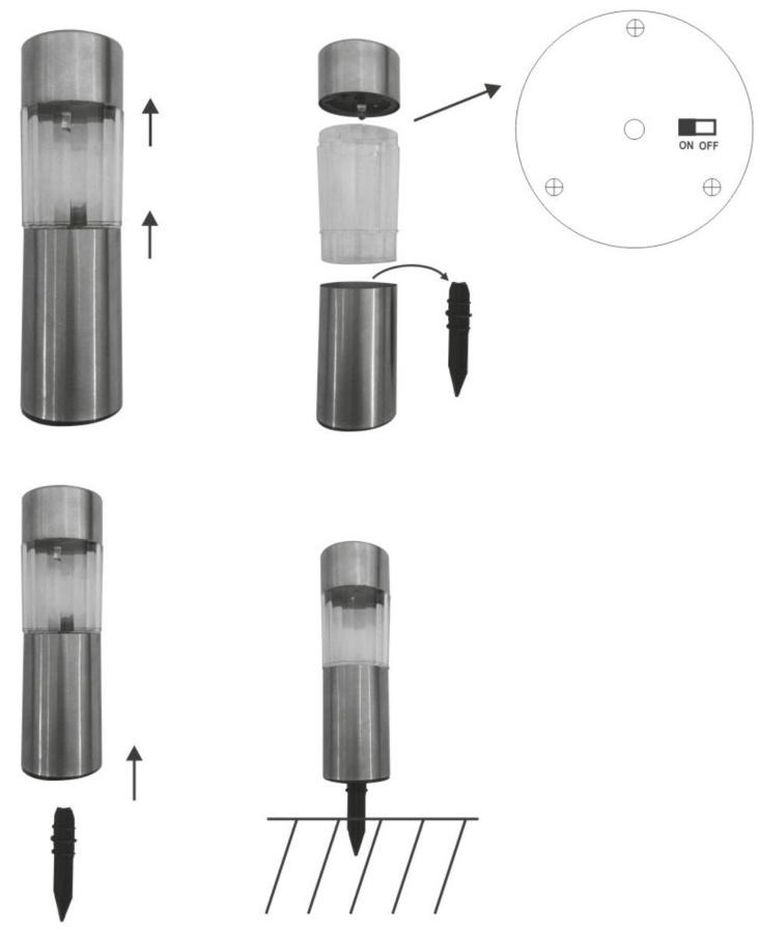 Grundig, lampa solarna, inox, 4,5-15 cm, 6 szt.