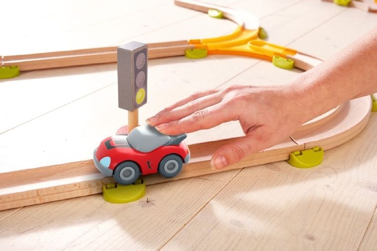 Haba, Kullerbu, sportowe auto, pojazd drewniany, biały