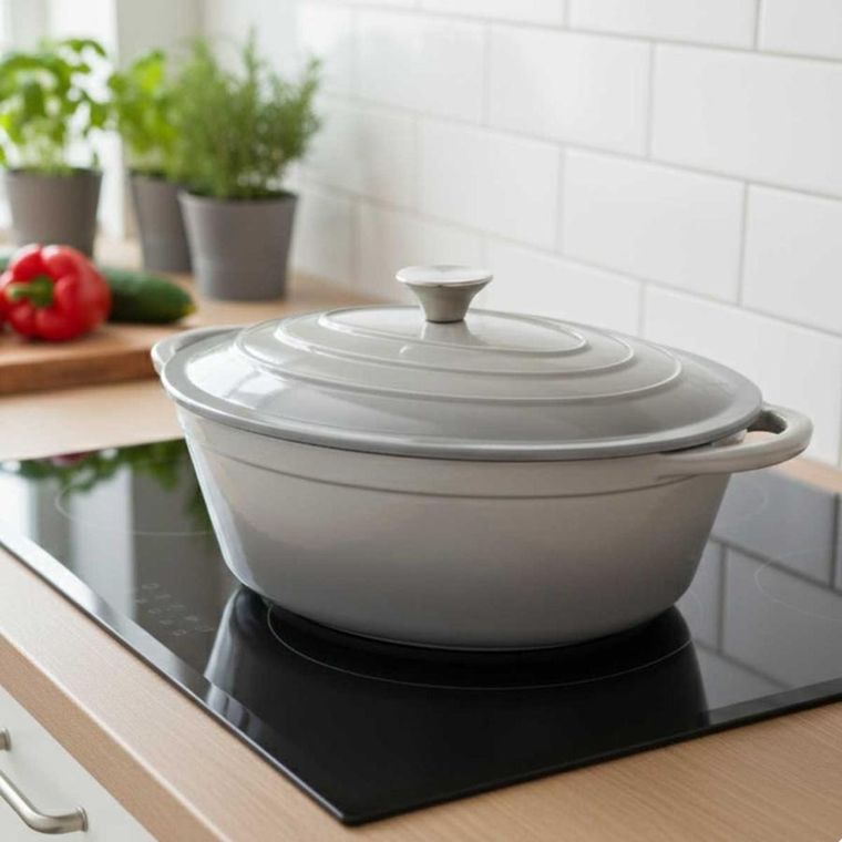 Hage, emaliowana brytfanna, żeliwna, szara, 6l