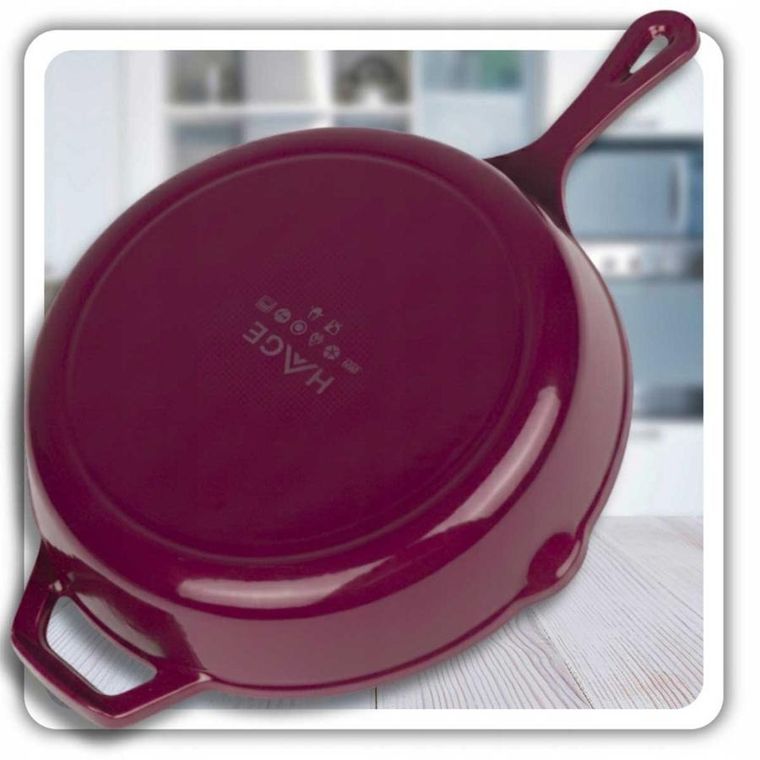 Hage, emaliowana patelnia żeliwna, fioletowa, 26 cm