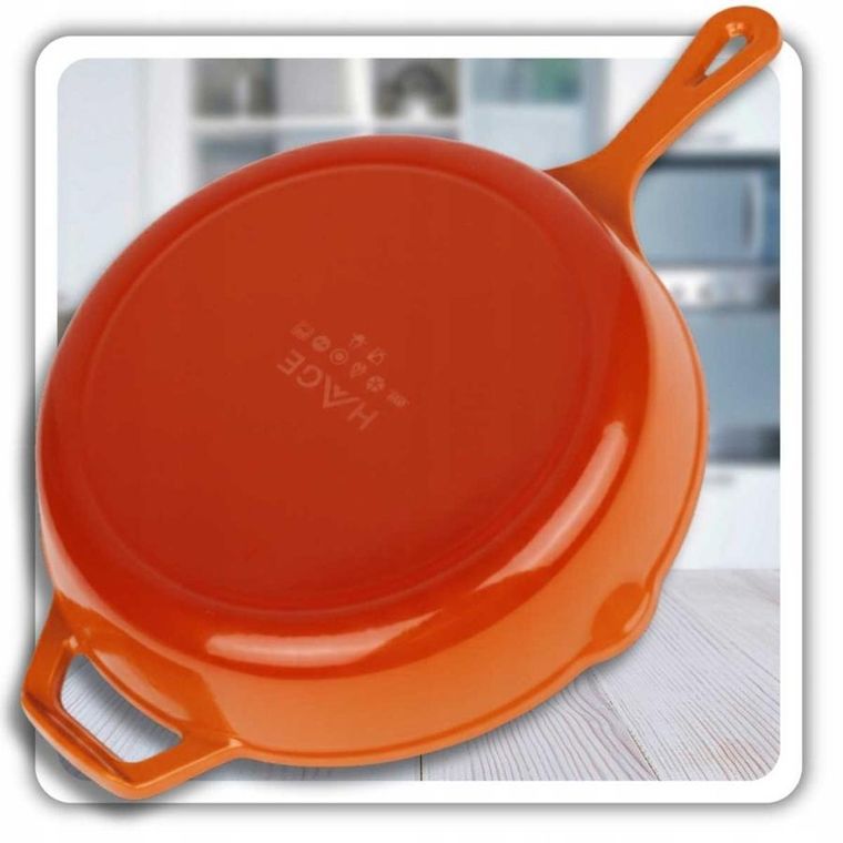 Hage, emaliowana patelnia żeliwna, pomarańczowa, 26 cm