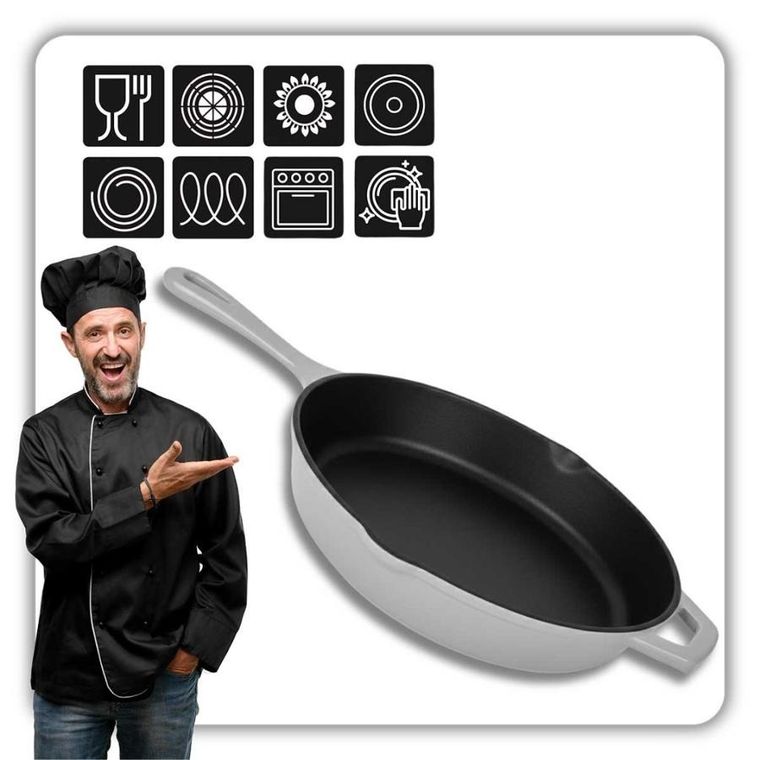 Hage, emaliowana patelnia, żeliwna, szara, 26 cm