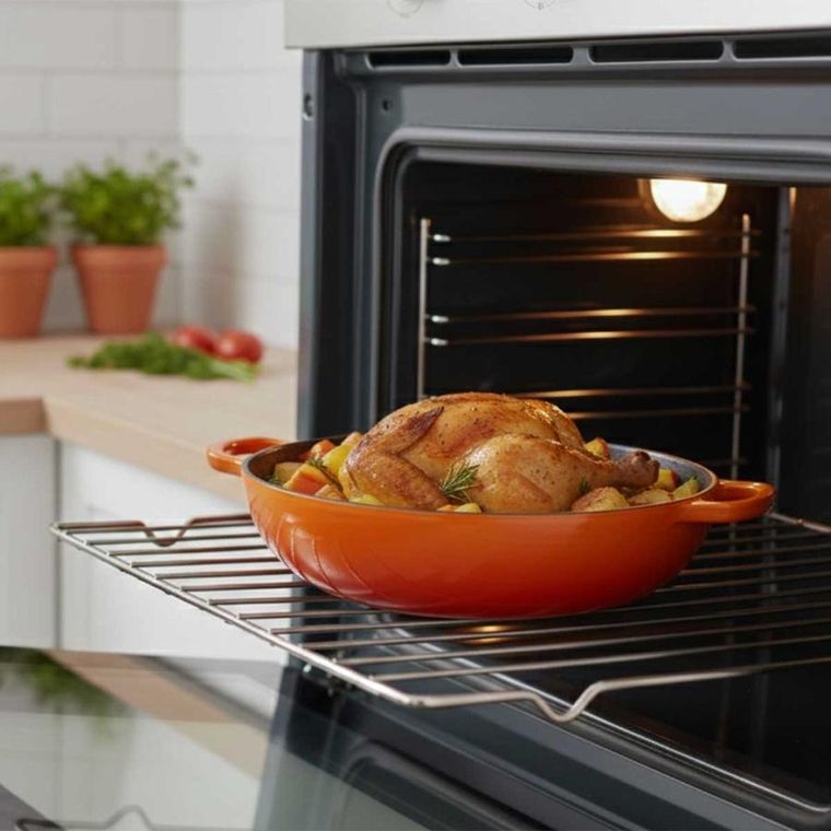 Hage, emaliowany garnek żeliwny, płaski, pomarańczowy, 30 cm, 3l