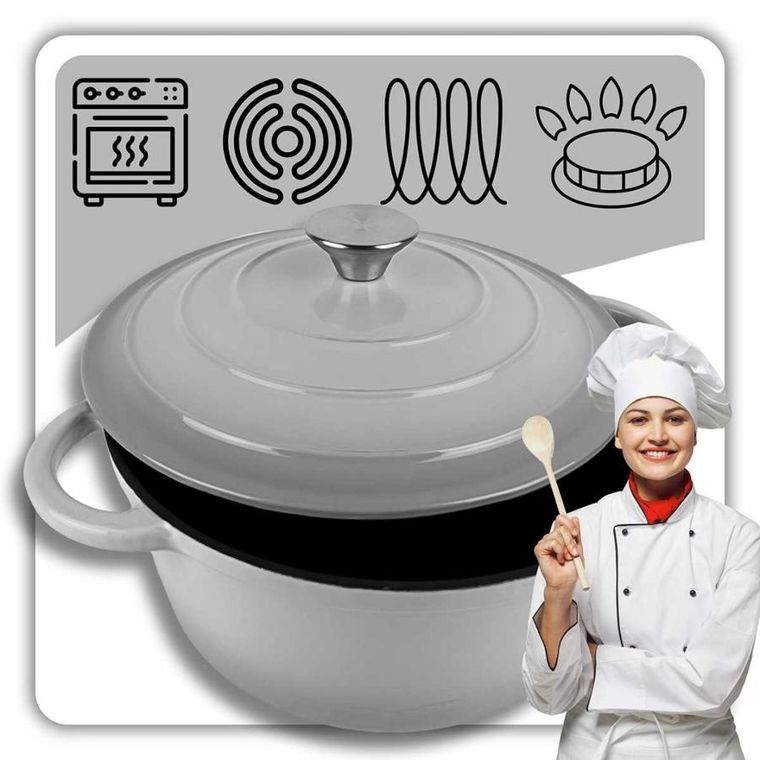 Hage, emaliowany garnek, żeliwny, szary, 26 cm, 5l