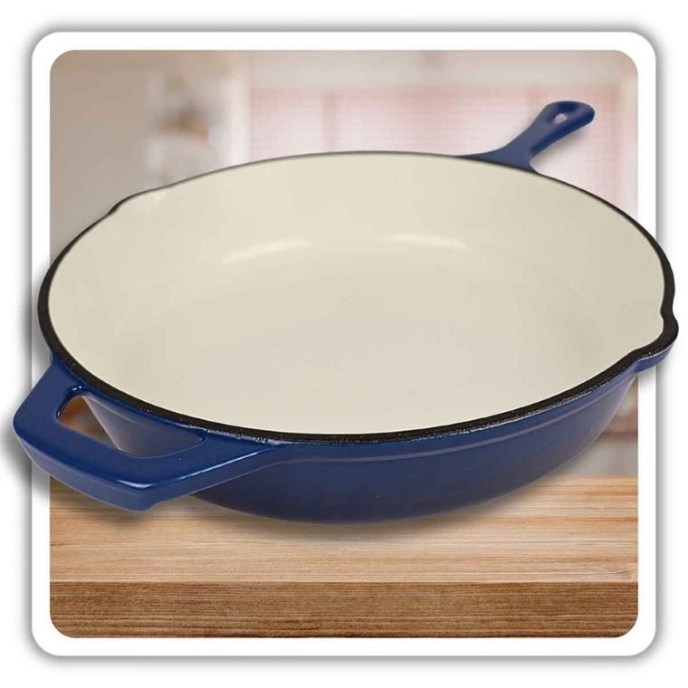 Hage, patelnia żeliwna, emaliowana, niebieska, 26 cm