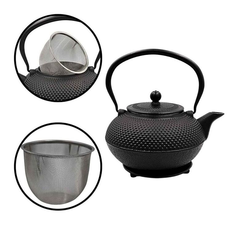 Hage, zestaw dzbanek żeliwny, z filiżankami, czarny, 4-60 ml, 1,4l