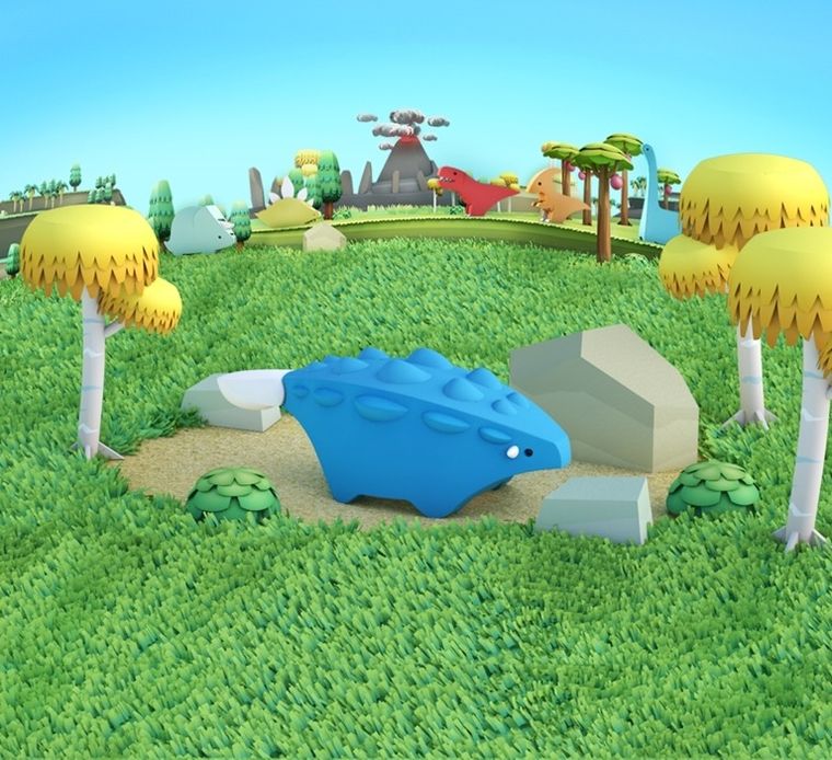 HalfToys, magnetyczna figurka do składania z makietą, Dinozaur Ankylozaur, 5 elementów