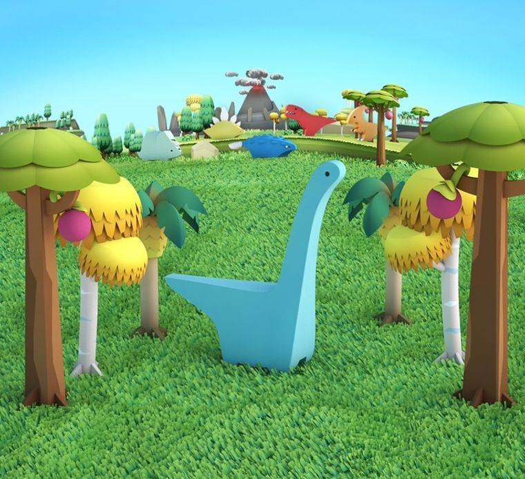 HalfToys, magnetyczna figurka do składania z makietą, Dinozaur Diplodok, 5 elementów