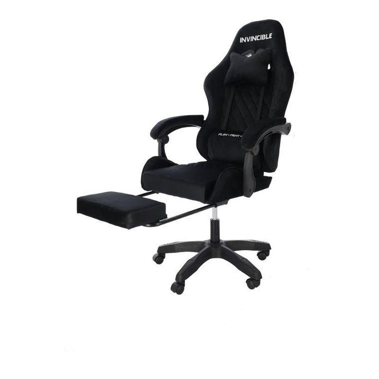HaloFuture, fotel gamingowy, z podnóżkiem, czarny