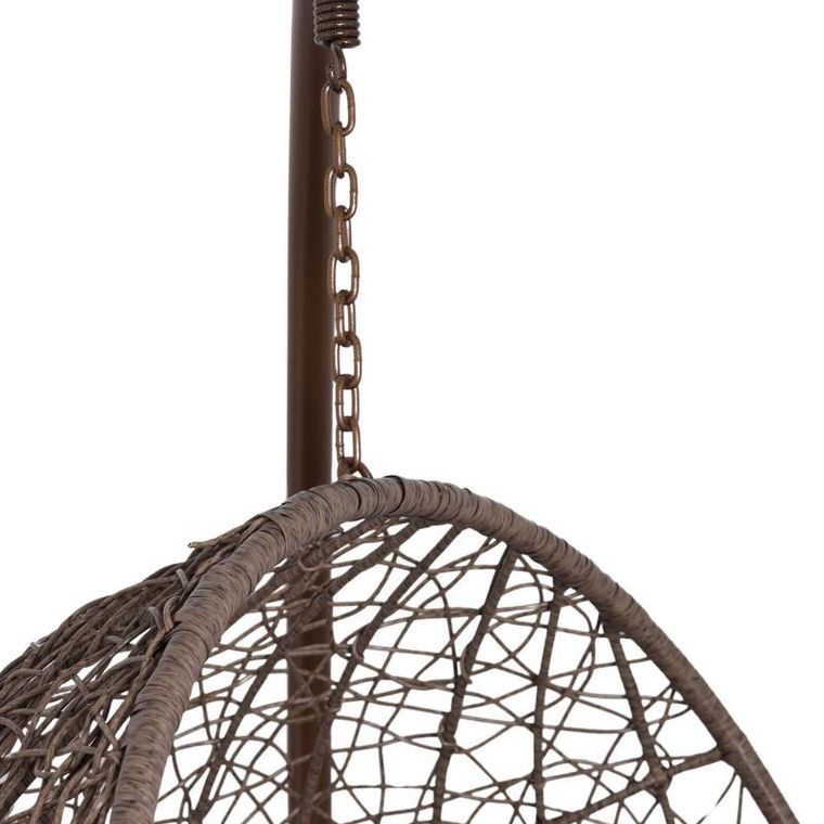 HaloFuture, fotel wiszący, kokon, huśtawka, brązowy, szara poduszka