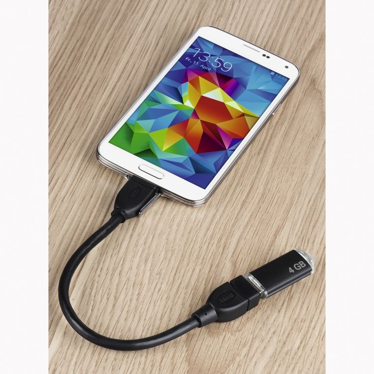 Hama, kabel OTG USB A gniazdo / micro B wtyk, 15 cm, czarny