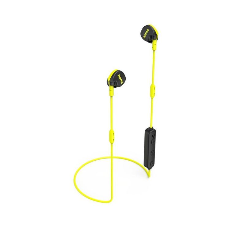 Hama, słuchawki bezprzewodowe, freedom athletics II, dokanałowe z mikrofonem żółte