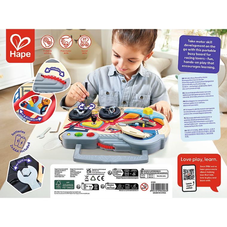Hape, drewniana tablica manipulacyjna, mały kierowca, interaktywna