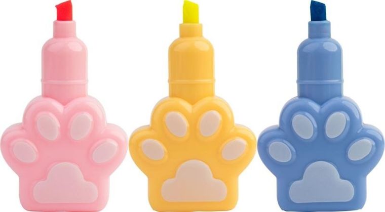 Happy Color, Cat&Dog, zakreślacze, Łapka, Fluo, 5 szt.