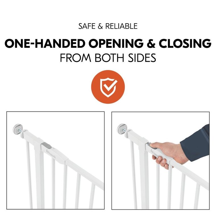 Hauck, Open N Stop 2, bramka zabezpieczająca, 9 cm rozszerzenie, white