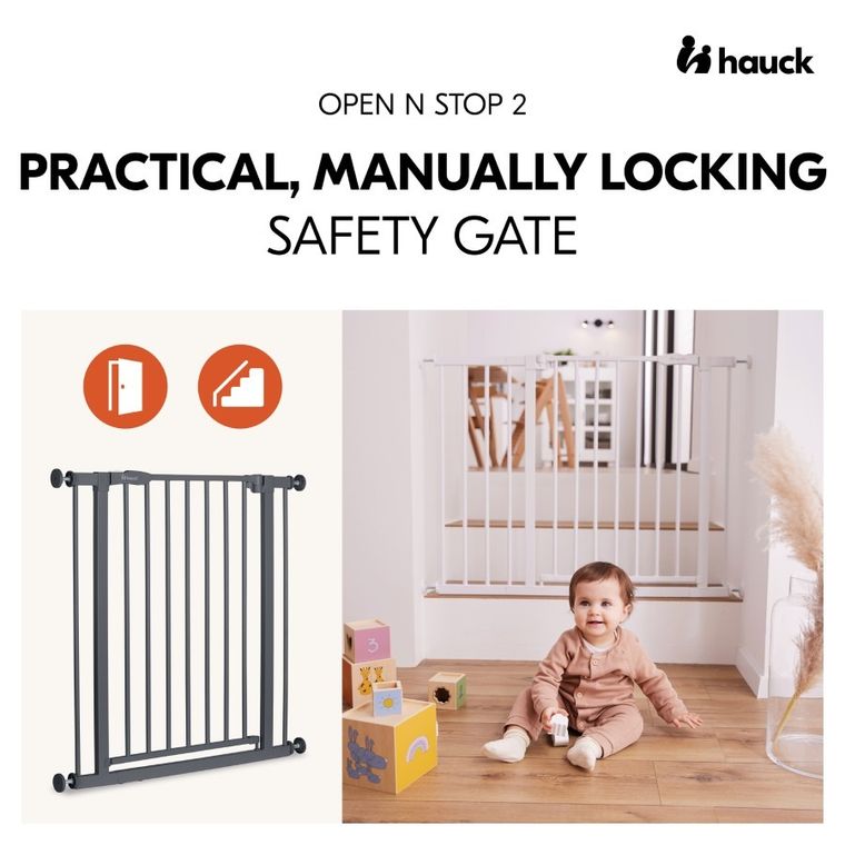 Hauck, Open N Stop 2, bramka zabezpieczająca, dark grey
