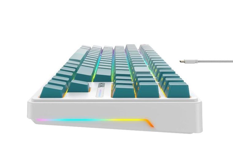 Havit, klawiatura gamingowa, biało-zielona, KB901L