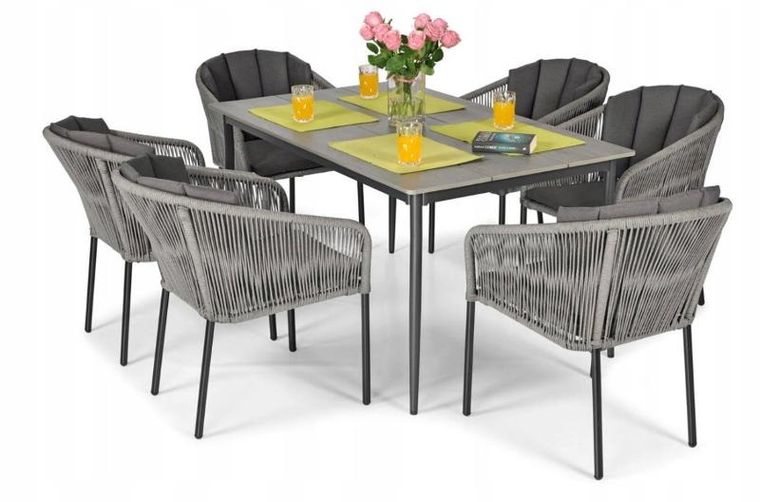 Hedo, krzesło ogrodowe z poduszką, szare