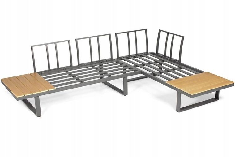 Hedo, narożnik ogrodowy, zestaw mebli, 4 osobowy, szary, 254-184 cm