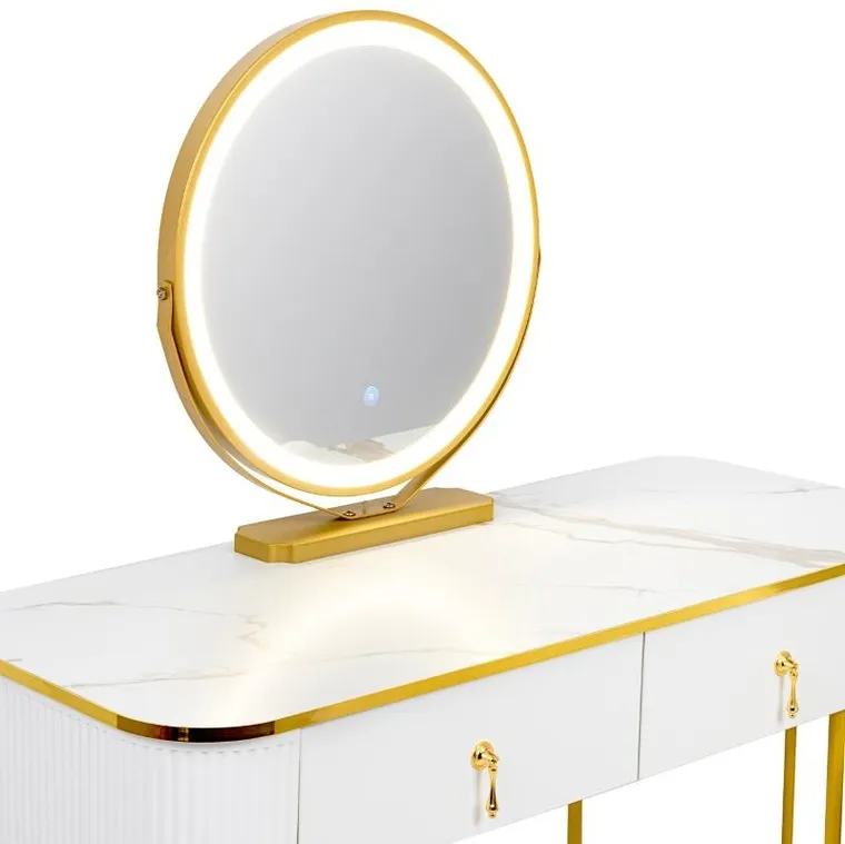 Hedo, Verdrid, toaletka kosmetyczna z lustrem LED, z krzesłem, biała, 100 cm