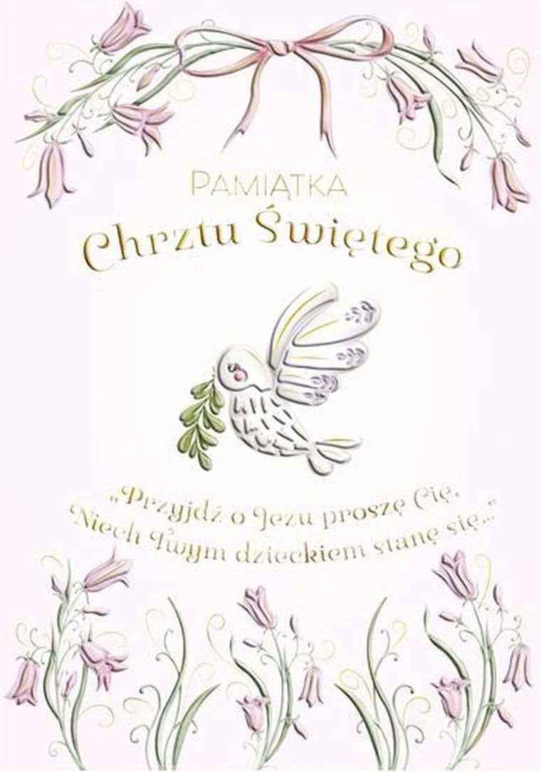 Henry, karnet A5 z kopertą, chrzest, złocony, gołąb dziewczynka