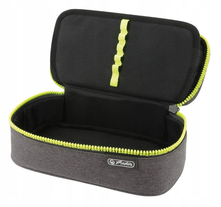 Herlitz, Beatbox, piórnik owalny, ABC, szaro-żółty