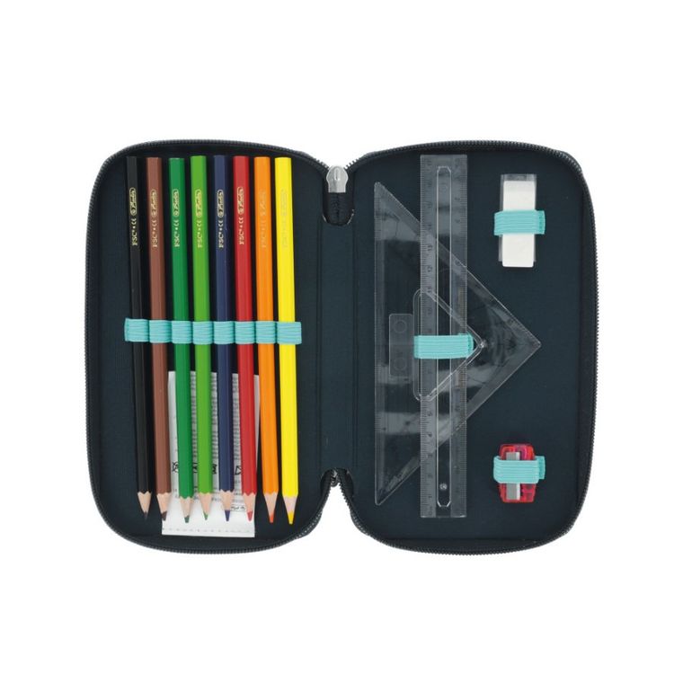 Herlitz, piórnik 3-komorowy, z wyposażeniem, Happy Lions