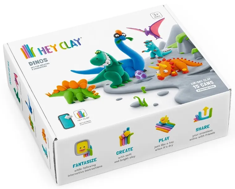 Hey Clay, Dinozaury, masa plastyczna, 15 szt.