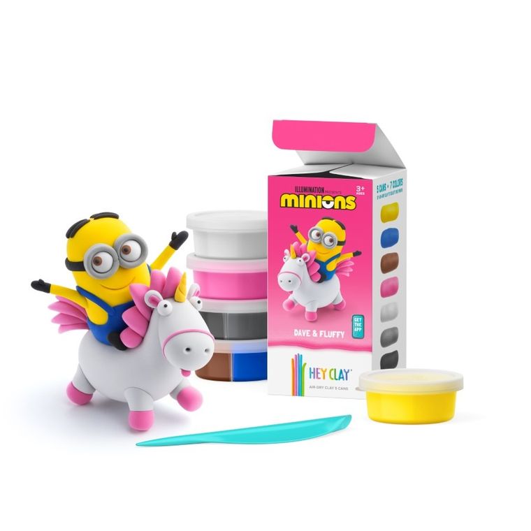 Hey Clay, Minionki, Dave i Fluffy, masa plastyczna, 5 szt.