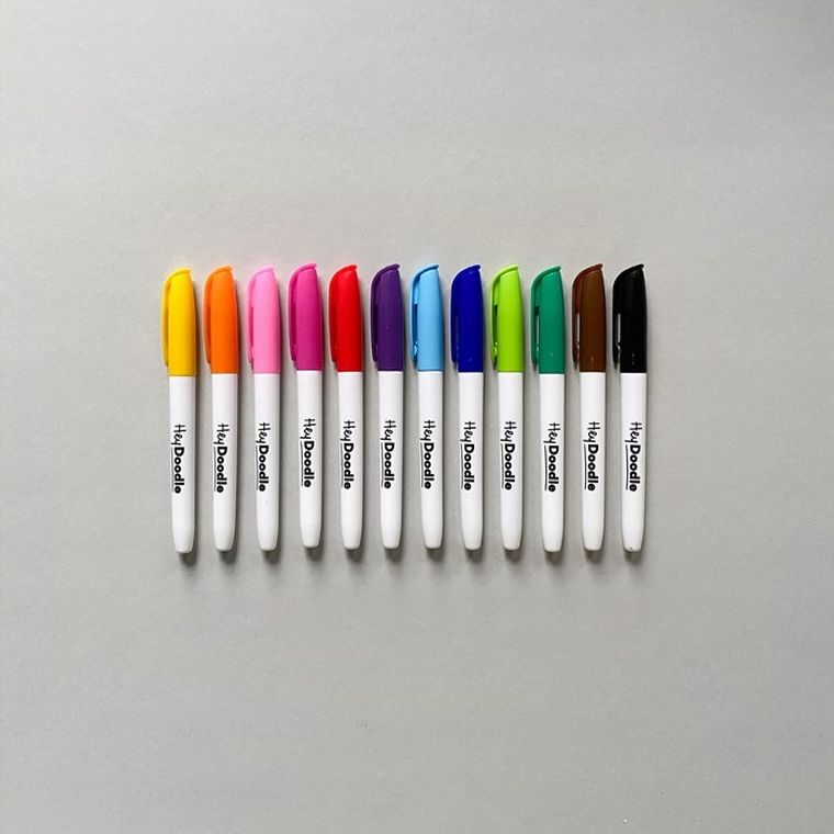 Hey Doodle, flamastry do silikonowej maty, 12 kolorów