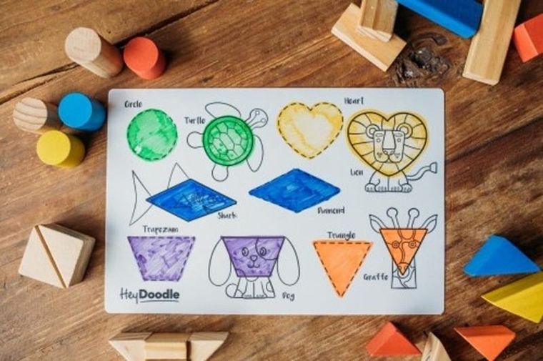 Hey Doodle, mata silikonowa do kolorowania A4, kształty