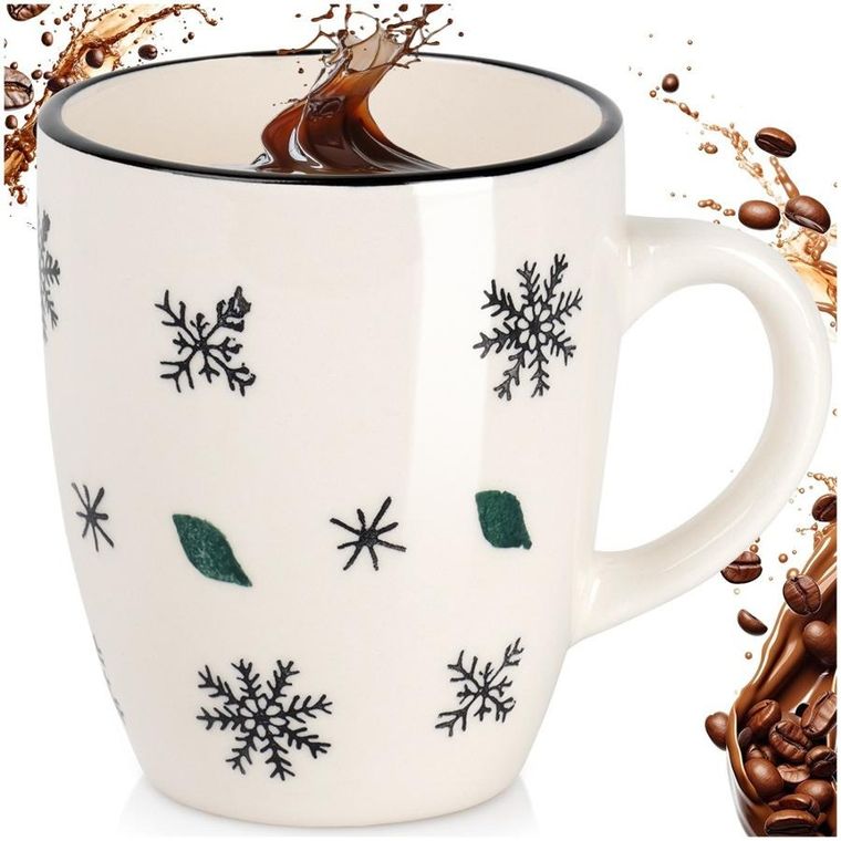 Hit, kubek ceramiczny, płatki śniegu, 350 ml