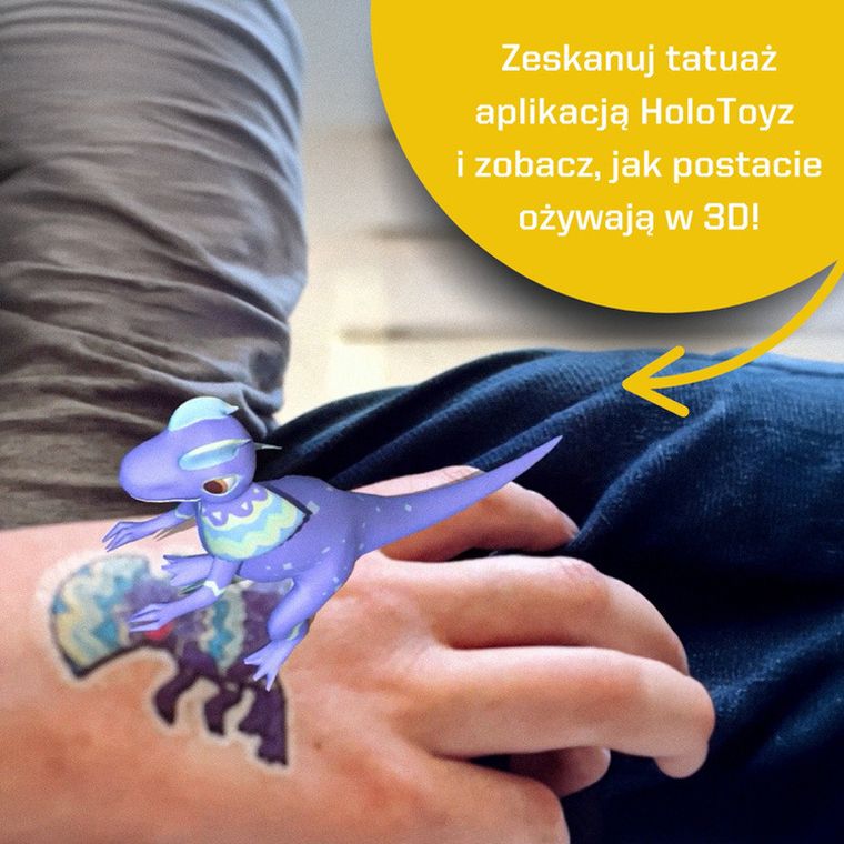 HoloToyz, tatuaże AR z dźwiękiem, Jurassic Dinos