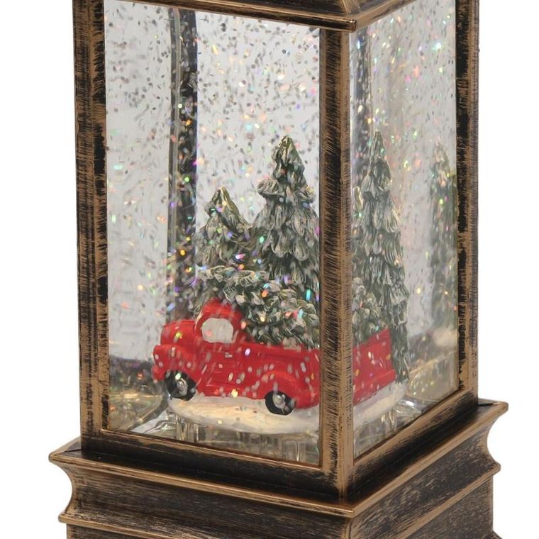 Home Styling Collection, dekoracyjny lampion świąteczny LED z wodą i brokatem, 23 cm