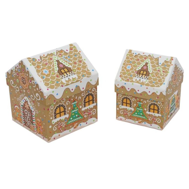 Home Styling Collection, pudełka świąteczne w kształcie domku, 2 szt.