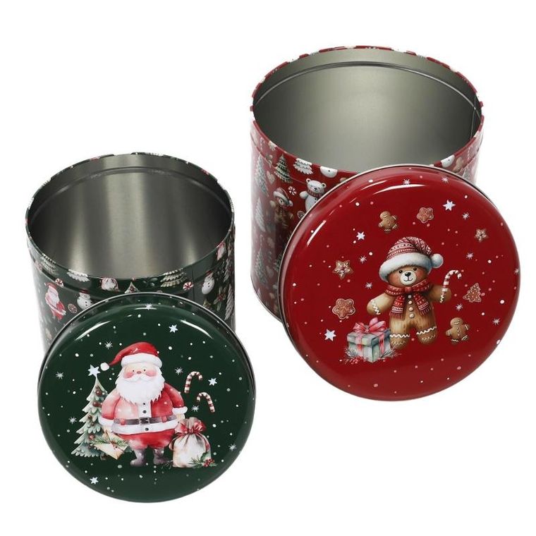 Home Styling Collection, świąteczny zestaw metalowych pojemników w różnych rozmiarach, 2 szt.