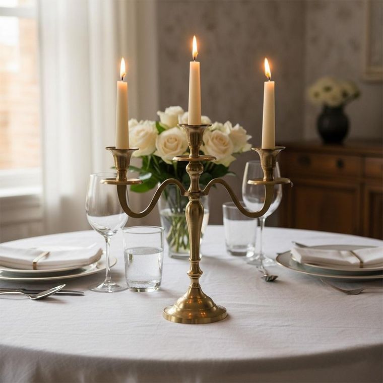 Home Styling Collection, świecznik kandelabr, 3-ramienny, złoty, 30 cm