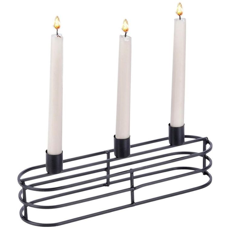 Home Styling Collection, świecznik metalowy czarny, na 3 świeczki, 29.5-8.5-9.5 cm