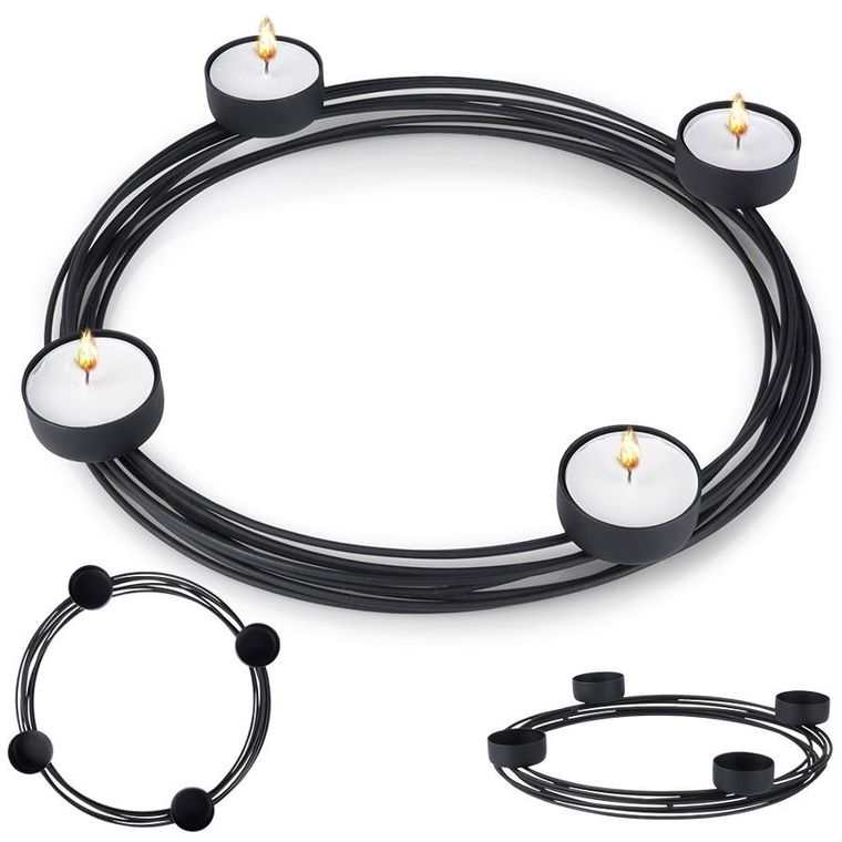 Home Styling Collection, świecznik metalowy czarny, na 4 świeczki, 28-3.5 cm