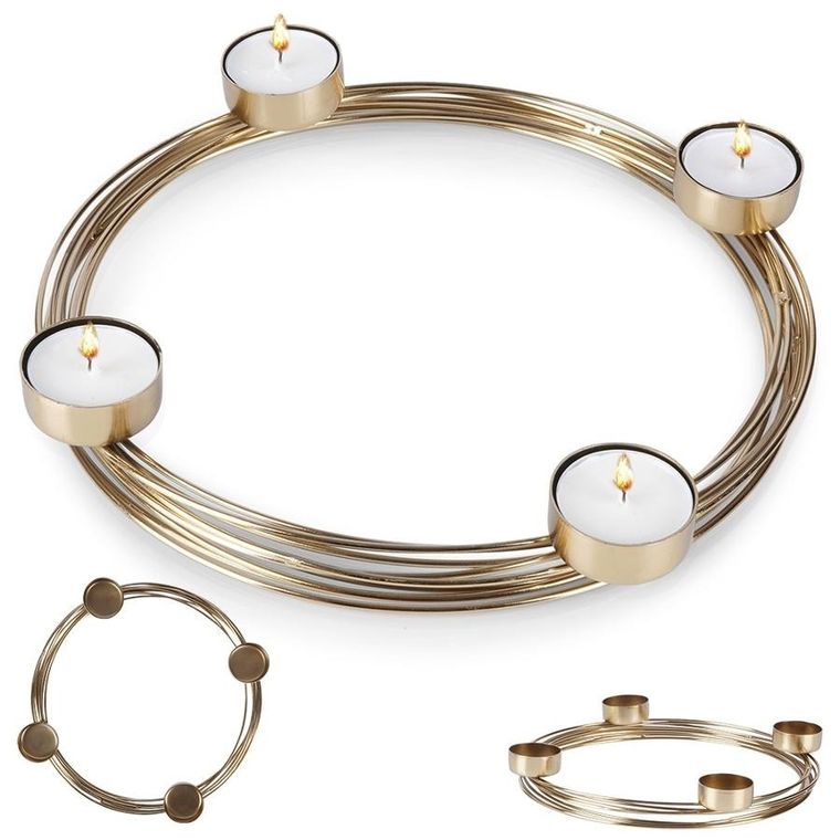 Home Styling Collection, świecznik metalowy, złoty na 4 świeczki, 28-3.5 cm