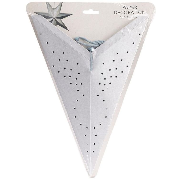 Home Styling Decoration, gwiazda dekoracyjna, papierowa, ażurowa, srebrna, 60 cm