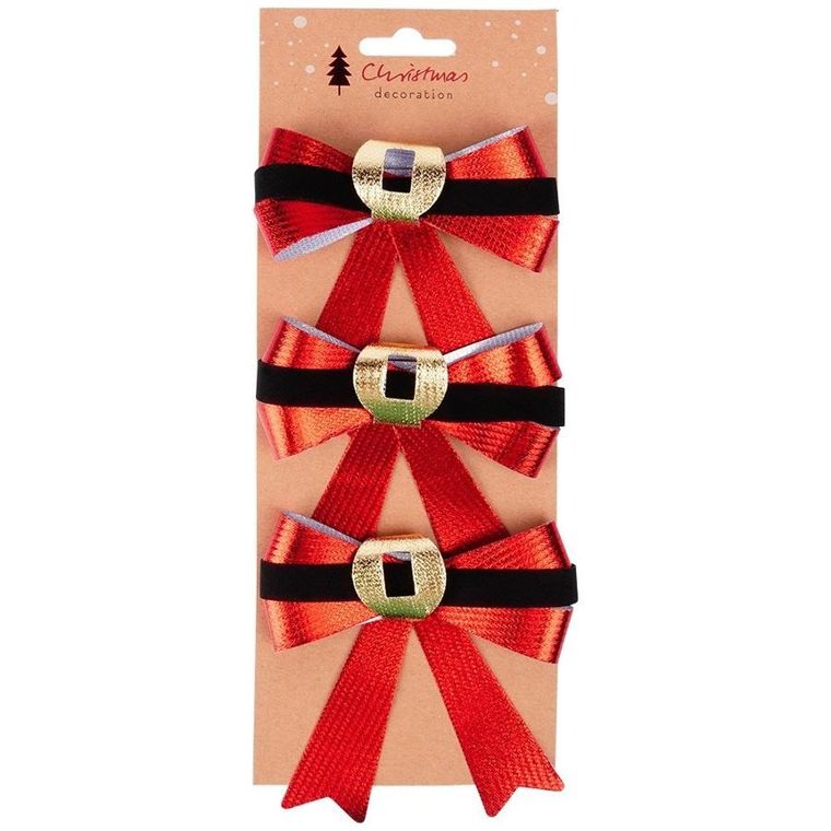 Home Styling Decoration, kokarda dekoracyjna świąteczna, 10-10 cm, 3 szt.