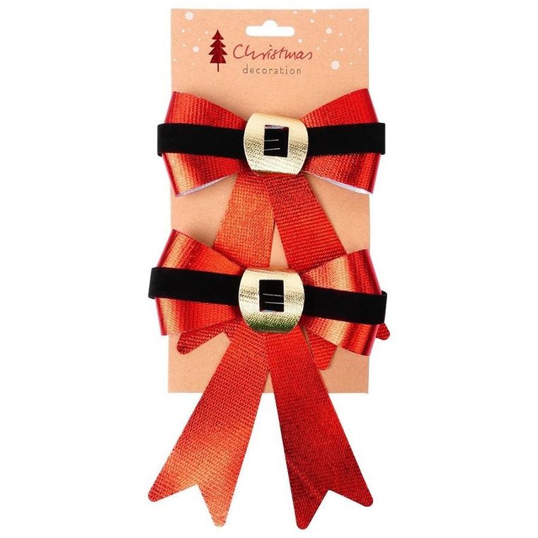Home Styling Decoration, kokarda dekoracyjna świąteczna, 15-17 cm, 2 szt.