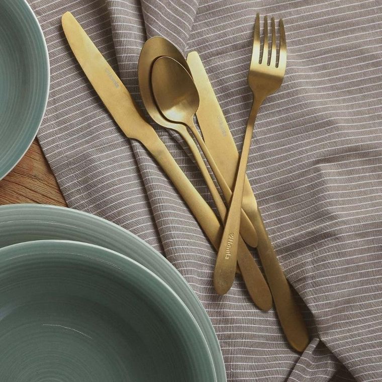 Homla, Abele, sztućce, matowe złote, 16 szt.