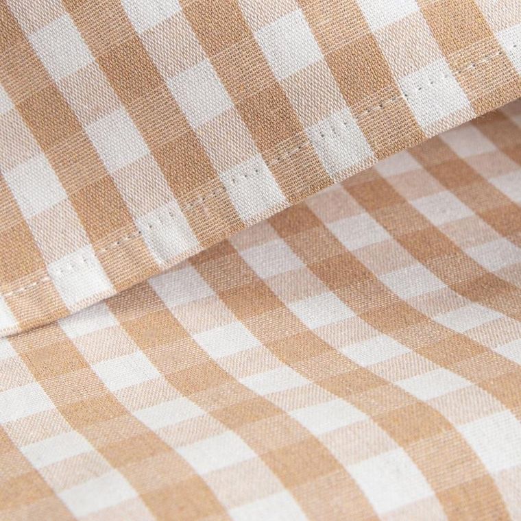 Homla, Abril, bieżnik, beżowy w kratkę z ozdobnym haftem, 40-160 cm