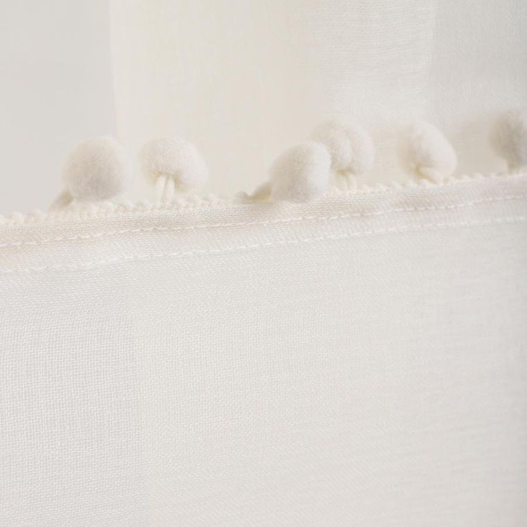 Homla, Adi, firanka, z pomponikami kremowa, 140-250 cm