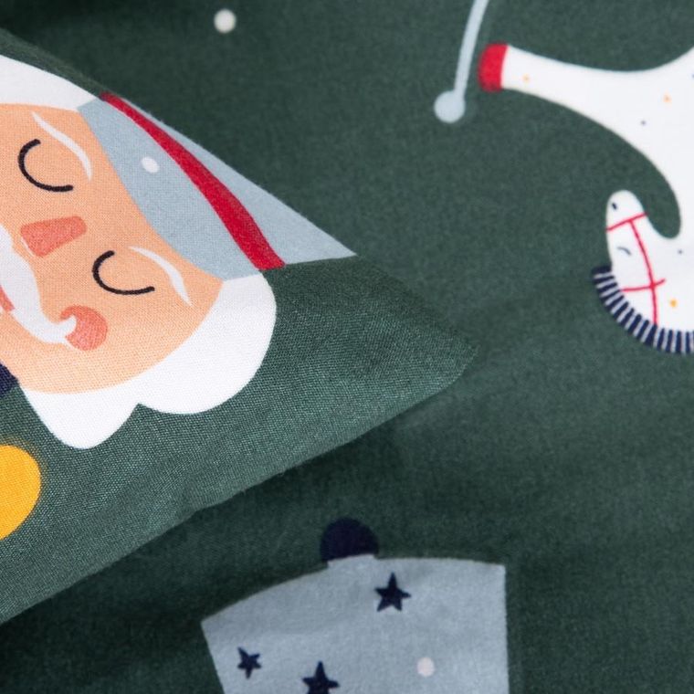 Homla, Aitona, pościel, z mikrofibry zielona z motywem świątecznym, 200-220 cm