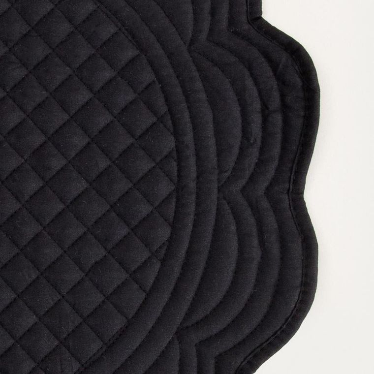 Homla, Alven, maty stołowe, czarne okrągłe z pikowaniem, 38 cm, 2 szt.