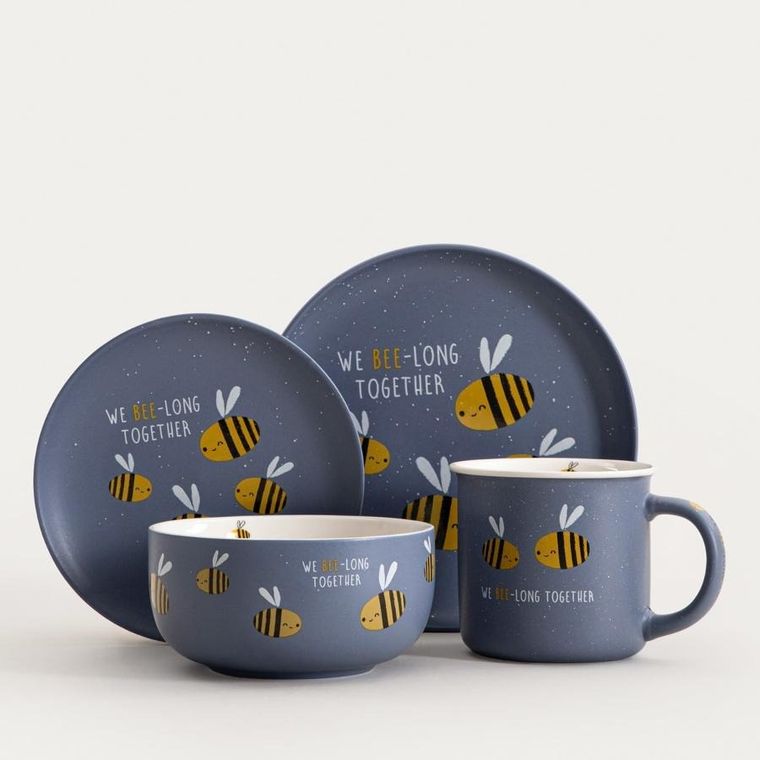 Homla, Annbee, talerz, z pszczołą granatowy, 19 cm